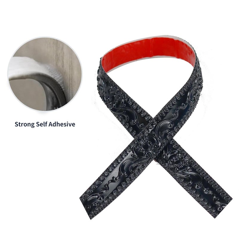 Leenevs Flexible Molding Trim Wall Trim, 16.4 Feet Self Adhesive Peel and Stick Molding Ceiling Molding, Cabinet Border, Mirror Frame Trim Wall Trim for Home Decor Wall Molding & Trim (Black) - Image 4